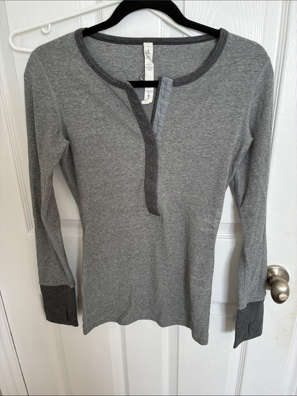 lululemon athletica Grey Contrast-Trim Long Sleeve Henley